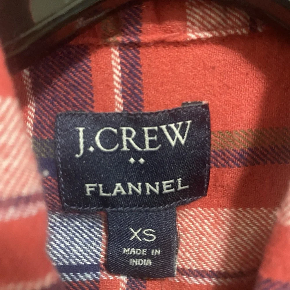 NEW J Crew Flannel Shirt Mens XS Red Plaid Long‎ Sleeve Button Up Work Outdoor